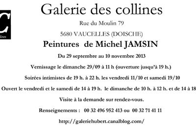 EXPOSITION Michel JAMSIN 29/09 --> 10/11