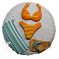 Cendrier de plage : bikini orange et tongue