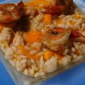 Risotto à la mangue & gambas en deux cuissons