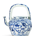 A blue and white teapot, Wanli six-character mark in underglaze blue within a double circle and of the period (1573-1620)