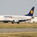 Aéroport: Toulouse-Blagnac(TLS-LFBO): Lufthansa: Boeing 737-330: D-ABEK: MSN:25414/2164. LIVERY "FANHANSA".