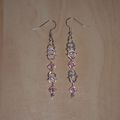 Chain maille earrings with pink Swrovski crystals