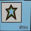 Carte de naissance garçon "A star is born" avec étoile tricolore