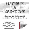 Stages Matières et Créations au château du 06 au 10 juillet 2009