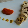 Poulet à la moutarde au pain d'épices, purée de carotte au cumin