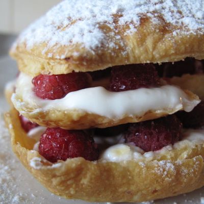 Feuilleté aux framboises (dessert light)