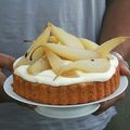 Gâteau façon tarte, à la poire confite, pavot et mascarpone