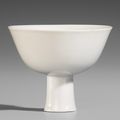 A white-glazed stem bowl, Ming dynasty (1368-1644), second half 15th century