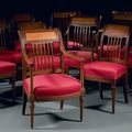 Mobilier de salon en acajou deux tons et filets d'ébène. Estampillés G. Jacob. Epoque Directoire