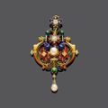 Enamel, pearl and diamond pendant, Netherlands, ca. 1890