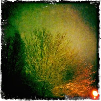 Snowy night in London