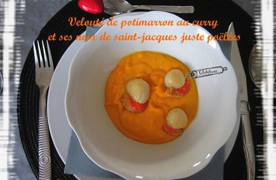 Velouté de potimarron au curry et ses noix de saint-jacques poêlées