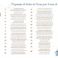 Programme de lecture du Coran pour le mois de Ramadan