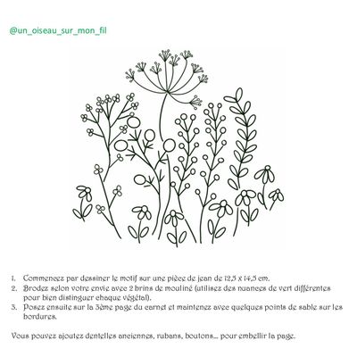 Carnet Textile FLEURS Brodées > Fleurs Sauvages