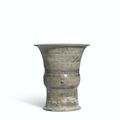 A rare grey pottery zun, Shang Dynasty