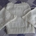 et pendant les vacances, je tricote! Un petit pull blanc cassé pour ma puce, en 4 ans. Modèle Phildar. J'espère qu'elle aimera.