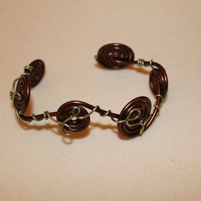 Bracelet spirale choco/anis (réglable)