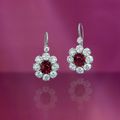 A superb pair of ruby and diamond ear pendants