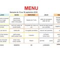 Menus de la semaine du 12 septembre