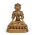 A gilt-bronze figure of Manjushri, Ming dynasty, 16th-17th century