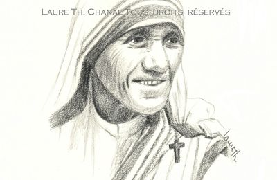 nouveau!Dessin à la mine graphite de la bienheureuse Mère Teresa