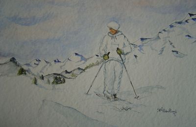 aquarelle de chasseur alpin en tenue de combat