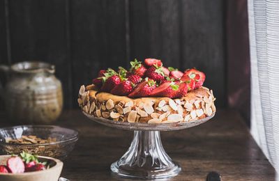 Gateau ricotta et fraises
