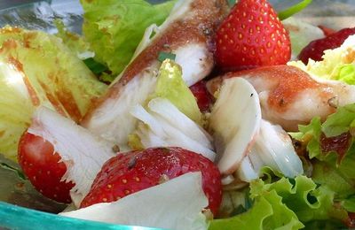 Salade de raie et fraises au balsamique