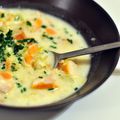 Entre la chaudrée et la soupe écossaise, une petite soupe de haddock