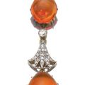 Fire opal and diamond pendant, circa 1910  