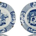 A pair of blue and white porcelain dishes, China, underglaze blue Kangxi six-character marks and period