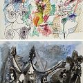 Pablo Picasso (1881-1973)  - Trois personnages (recto) & Cinq personnages (verso) 