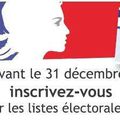 Avant le 31 Décembre : inscrivez vous pour voter 