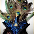 Tricorne "Royal Peacock" Chapeau Mariage Baroque Victorien Steampunk Victorian Rococo Victorian Mini Tricorn hat