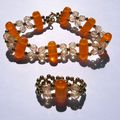 BRACELET ET BAGUE RECTANGLES ORANGES