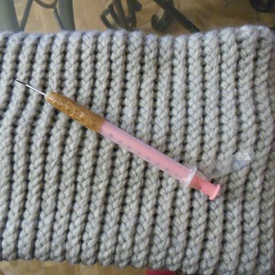 Ma création;un snood au tricotin