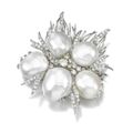 Baroque Cultured Pearl And Diamond Brooch/Pendant, Grima, 1970s
