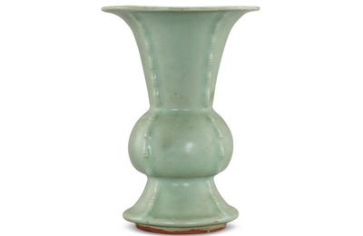 A Longquan celadon gu-shaped vase, Yuan dynasty (1271-1368)