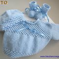 TUTO 017 - tricot bb, explications PDF trousseau bebe bleu complet laine fait main 