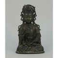 Statuette de boddhissatva assis en bronze à patine brune, Chine époque Ming 17ème 