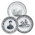 A Group Of Forty-Five French Printed Creamware Black Transfer-Printed Plates, Primarily First Half Of The 19th Century