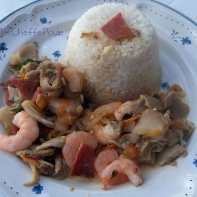 Salteado de setas y gambas