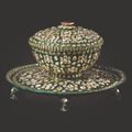 A diamond set and enamelled gold covered bowl and stand, Hyderabad, India, 1790-1810