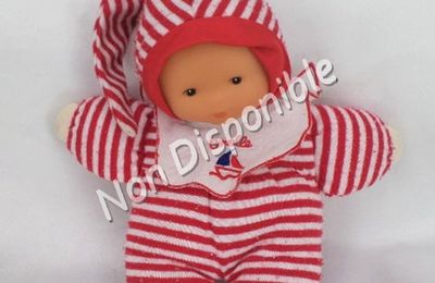 Doudou Poupée Marin Rayures Rouge Et Blanc Bateau Grelot 1998 Corolle