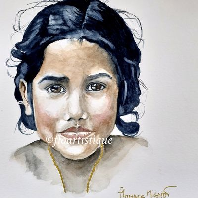 AQUARELLE ENFANT INDIENNE