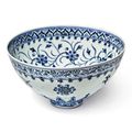 An exceptional and rare blue and white 'floral' bowl, Ming dynasty, Yongle period (1403-1424)