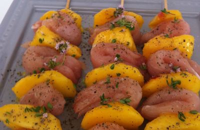 Brochettes de poulet aux nectarines