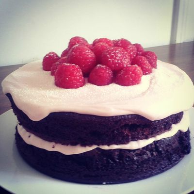 Chocolate Cake with Raspberry Buttercream