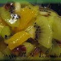 Salade de fruits, nuage vert et poudre rose