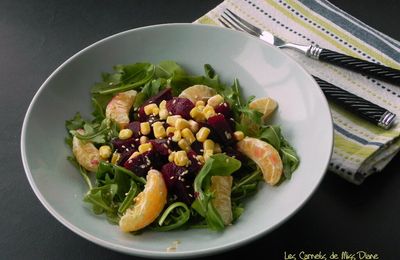 Salade de roquette, betteraves et clémentines, sans gluten et sans lactose